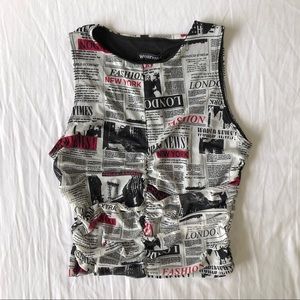 SOLD 📰 Newspaper Print Mesh Crop Top 📰